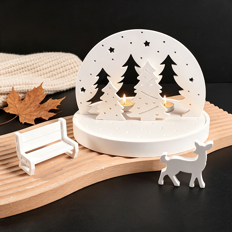 Candle Lighter - Noel Geyiği Tealight Mumluk Silikon Kalıpları,