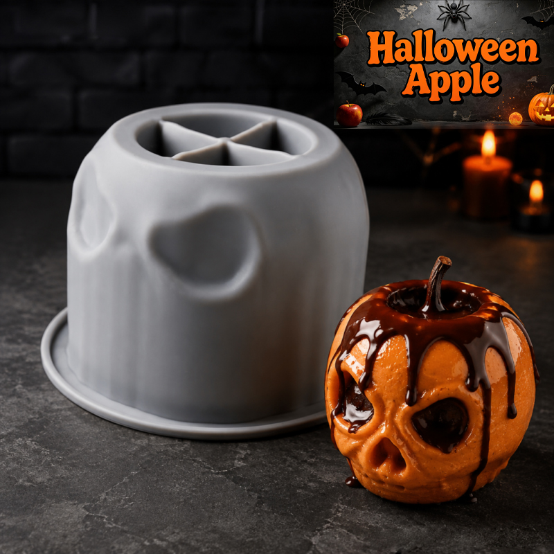 Candle Containers - Cadılar Bayramı kafatası elma silikon kalıbı,