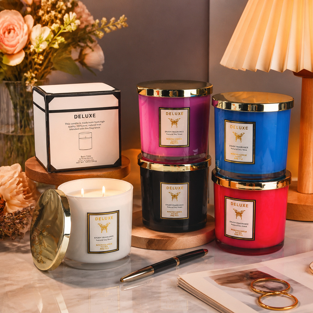 Soy Wax - 400G altın kaplama camlı, hoş kokulu