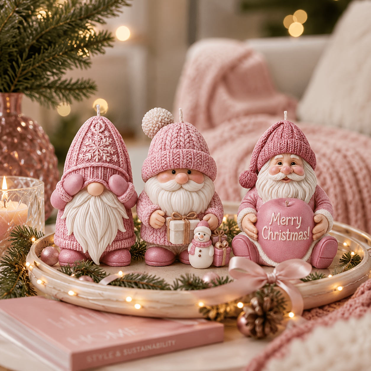 Candle Making Kit - Noel Tatili Gnome Silikon Mum Kalıbı,