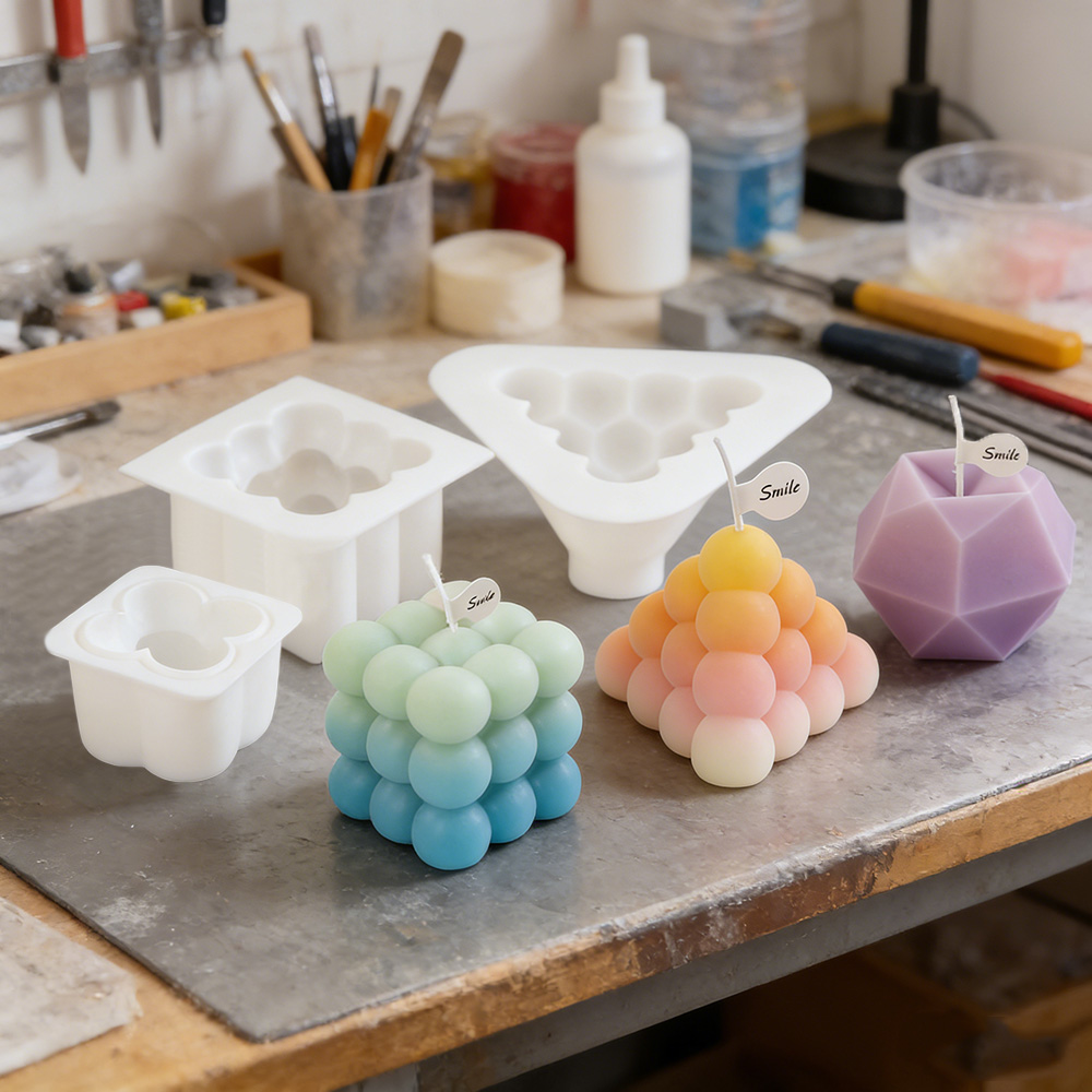 Candle Making Kit - 3D Kabarcık Küp Silikon Mum Kalıpları