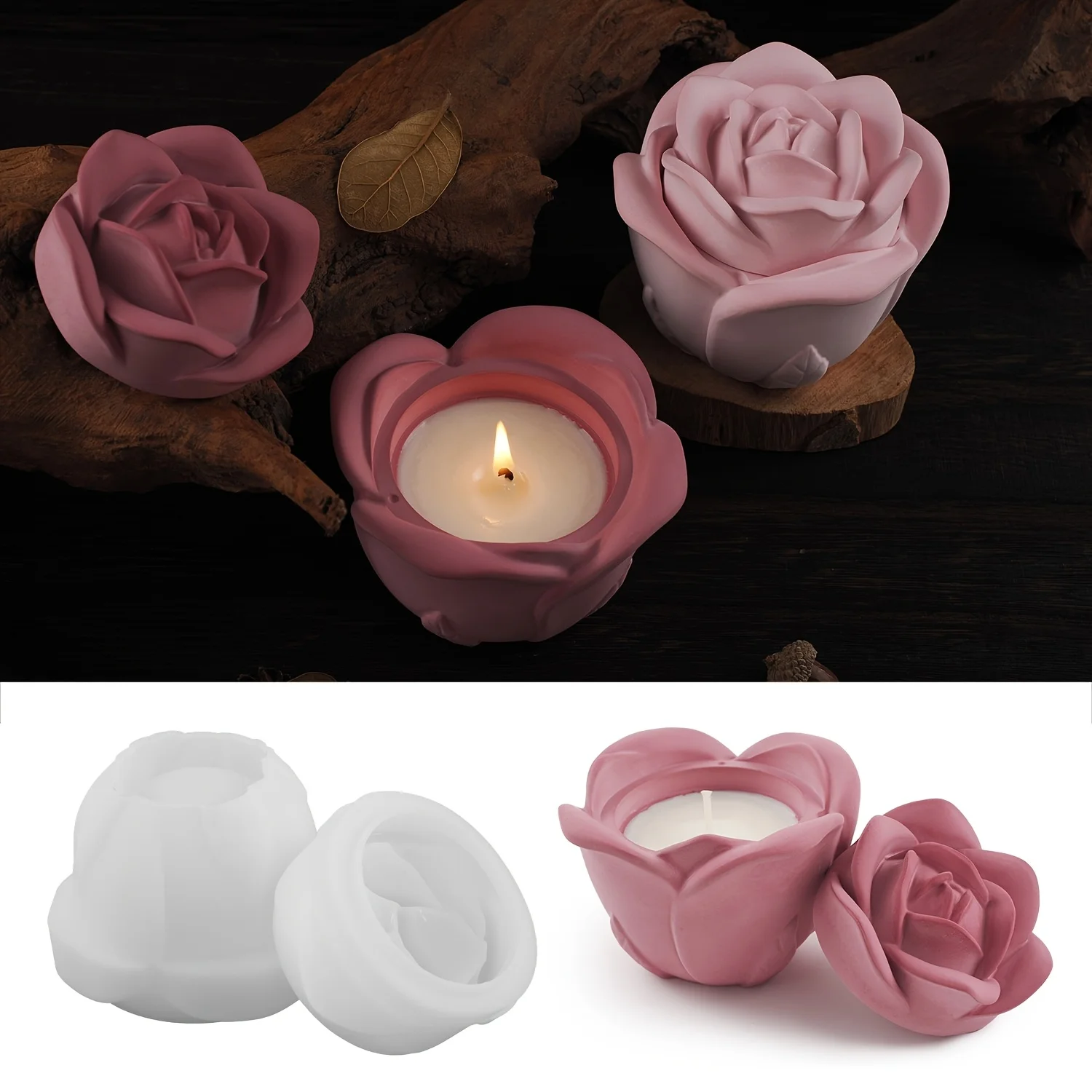 2 Parçalı Gül Şeklinde Silikon - Candle Molds incelemesi ve fiyatı